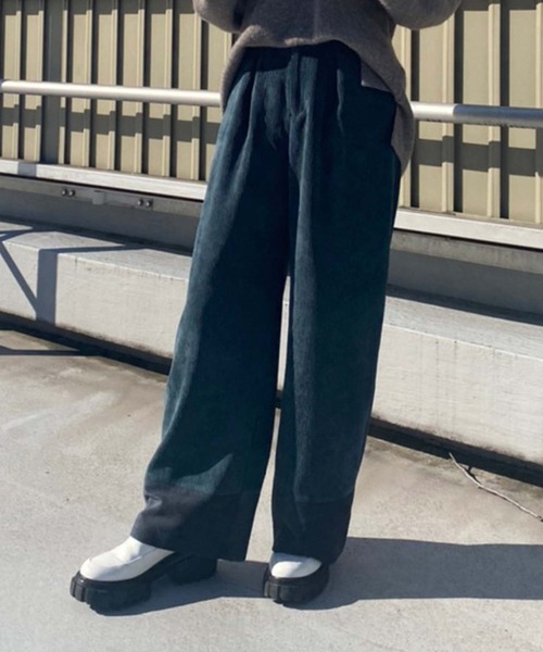 Anside（アンサイド）の「コーデュロイ切替パンツ（その他パンツ・レディース・パープル/ブラウン/グリーン・S/M）」の2枚目の写真
