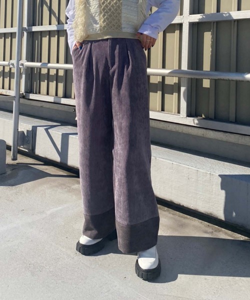 Anside（アンサイド）の「コーデュロイ切替パンツ（その他パンツ・レディース・パープル/ブラウン/グリーン・S/M）」の4枚目の写真