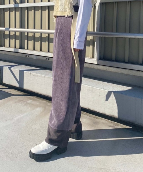 Anside（アンサイド）の「コーデュロイ切替パンツ（その他パンツ・レディース・パープル/ブラウン/グリーン・S/M）」の5枚目の写真