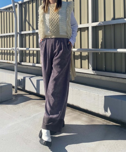Anside（アンサイド）の「コーデュロイ切替パンツ（その他パンツ・レディース・パープル/ブラウン/グリーン・S/M）」の9枚目の写真