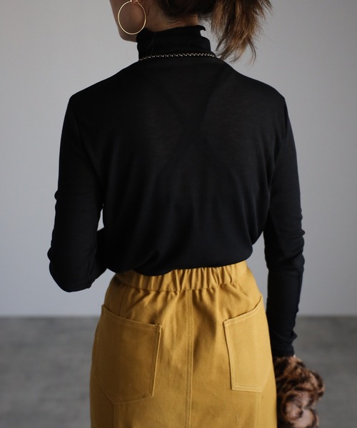 r.(アールドット)の「シアーフライス シームレス タートルPO(Tシャツ/カットソー・レディース・オフホワイト/ライトグレー/ブラック/グレイッシュベージュ/ライム/チャコールグレー・FREE)」の22枚目の写真