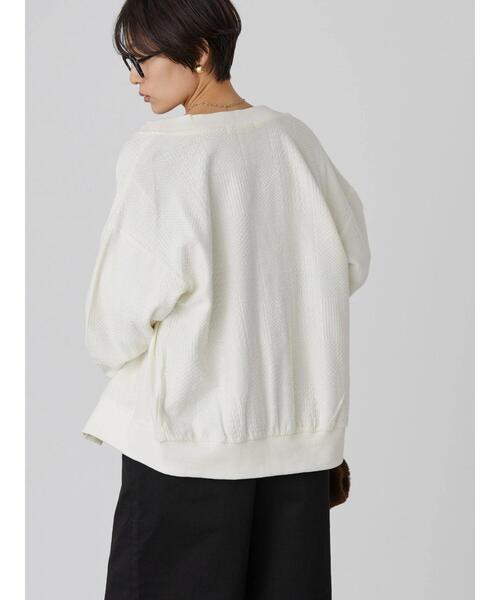 AMERICAN HOLIC（アメリカンホリック）の「Vネックカットジャガードカーディガン（カーディガン/ボレロ・レディース・ブラック/アイボリー・M/L）」の9枚目の写真