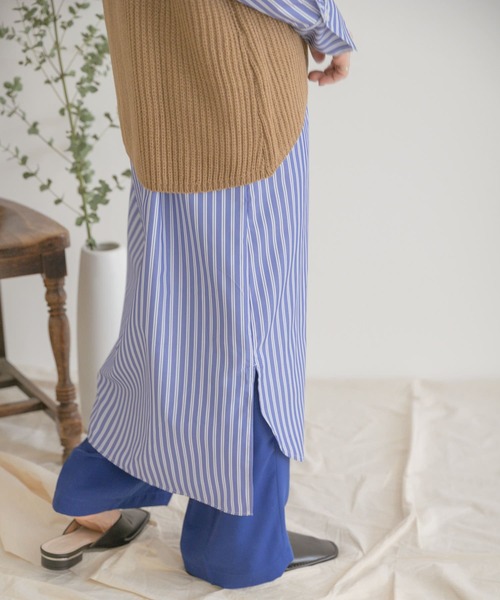 ITEMS URBANRESEARCH（アイテムズ アーバンリサーチ）の「ベストセットストライプシャツワンピース（ワンピース・レディース・ライトブルー/オフホワイト/ブルー・FREE）」の8枚目の写真