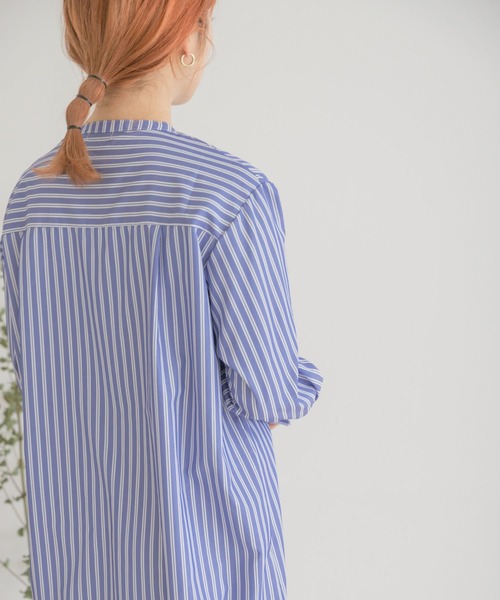 ITEMS URBANRESEARCH（アイテムズ アーバンリサーチ）の「ベストセットストライプシャツワンピース（ワンピース・レディース・ライトブルー/オフホワイト/ブルー・FREE）」の10枚目の写真