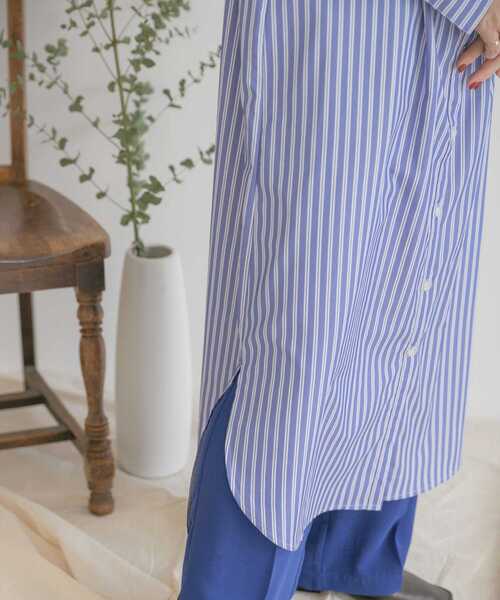ITEMS URBANRESEARCH（アイテムズ アーバンリサーチ）の「ベストセットストライプシャツワンピース（ワンピース・レディース・ライトブルー/オフホワイト/ブルー・FREE）」の12枚目の写真