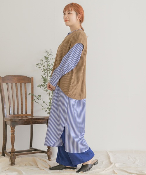 ITEMS URBANRESEARCH（アイテムズ アーバンリサーチ）の「ベストセットストライプシャツワンピース（ワンピース・レディース・ライトブルー/オフホワイト/ブルー・FREE）」の15枚目の写真