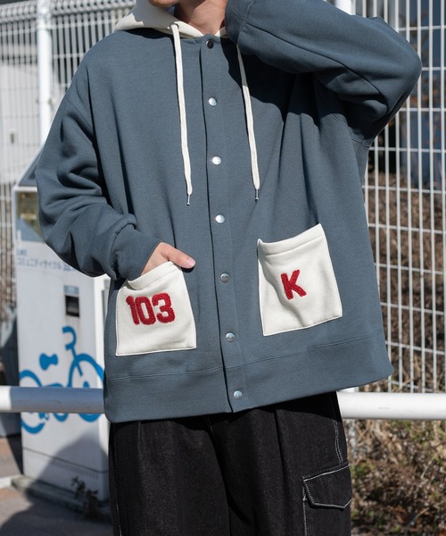 PairPair（ペアペア）の「スタジャンパーカー(ユニセックス)（パーカー・レディース・アイボリー/グレイッシュブルー・MEDIUM/LARGE）」の19枚目の写真