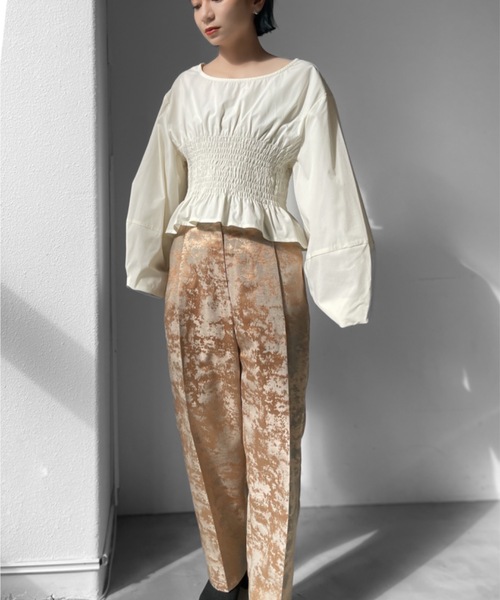 Solace（ソレイス）の「シャーリングショートフレアブラウス（シャツ/ブラウス・レディース・ブラック/グリーン/ナチュラル・FREE）」の14枚目の写真