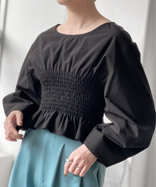 Solace（ソレイス）の「シャーリングショートフレアブラウス（シャツ/ブラウス・レディース・ブラック/グリーン/ナチュラル・FREE）」の19枚目の写真