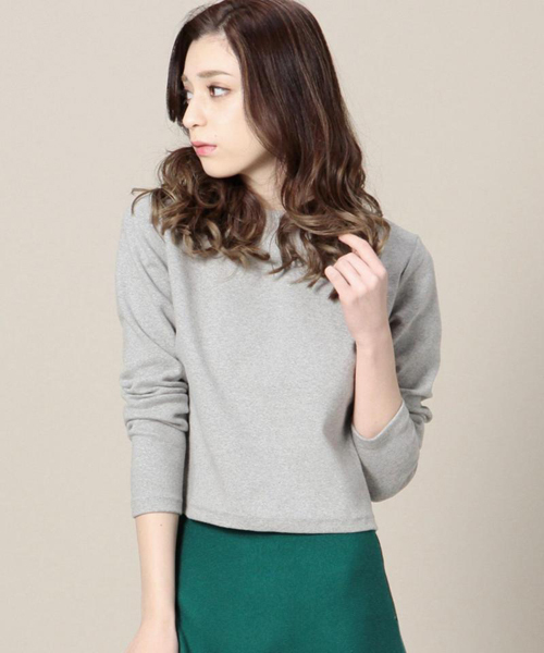 ROSE BUD(ローズバッド)の「【カタログ掲載】【雑誌掲載】LCTT-15120 HI-NECK L/S CROPPED-T(Tシャツ/カットソー・レディース・ホワイト/ブラック/ミックスグレー/ブルー・ONE SIZE)」の3枚目の写真