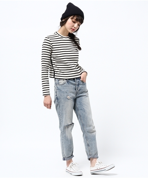 ROSE BUD(ローズバッド)の「【カタログ掲載】【雑誌掲載】LCTT-15120 HI-NECK L/S CROPPED-T(Tシャツ/カットソー・レディース・ホワイト/ブラック/ミックスグレー/ブルー・ONE SIZE)」の11枚目の写真