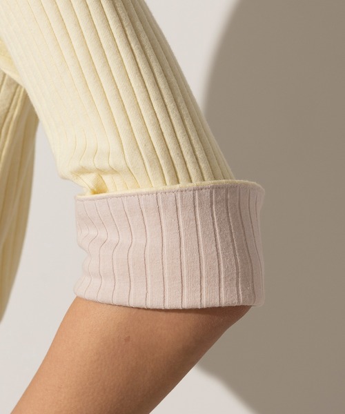 EUCLAID（エウクレイド）の「バイカラーワイドリブカットソー（Tシャツ/カットソー・レディース・ベージュ/ネイビー/ライトイエロー・FREE）」の15枚目の写真