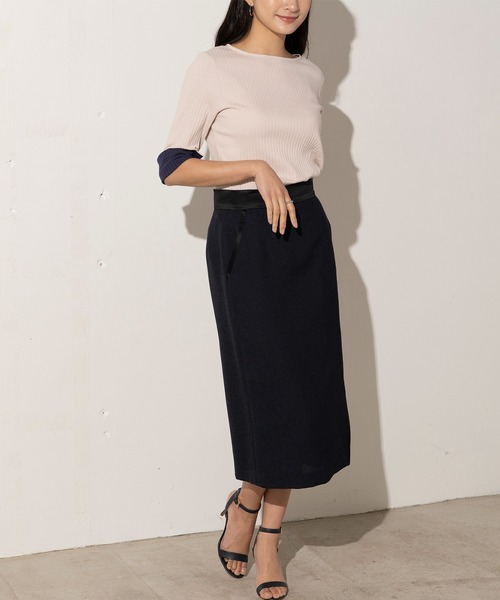 EUCLAID（エウクレイド）の「バイカラーワイドリブカットソー（Tシャツ/カットソー・レディース・ベージュ/ネイビー/ライトイエロー・FREE）」の11枚目の写真