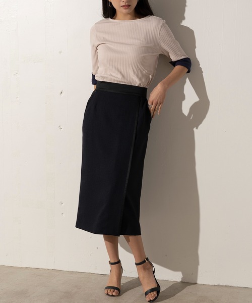 EUCLAID（エウクレイド）の「バイカラーワイドリブカットソー（Tシャツ/カットソー・レディース・ベージュ/ネイビー/ライトイエロー・FREE）」の9枚目の写真