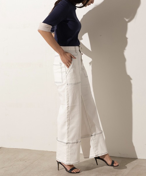 EUCLAID（エウクレイド）の「バイカラーワイドリブカットソー（Tシャツ/カットソー・レディース・ベージュ/ネイビー/ライトイエロー・FREE）」の16枚目の写真