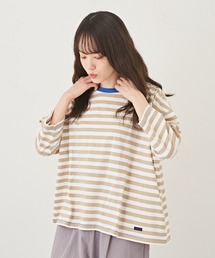 CUBE SUGAR（キューブシュガー）の「リサイクル天竺カットソー配色先染めボーダーTシャツ（Tシャツ/カットソー）」