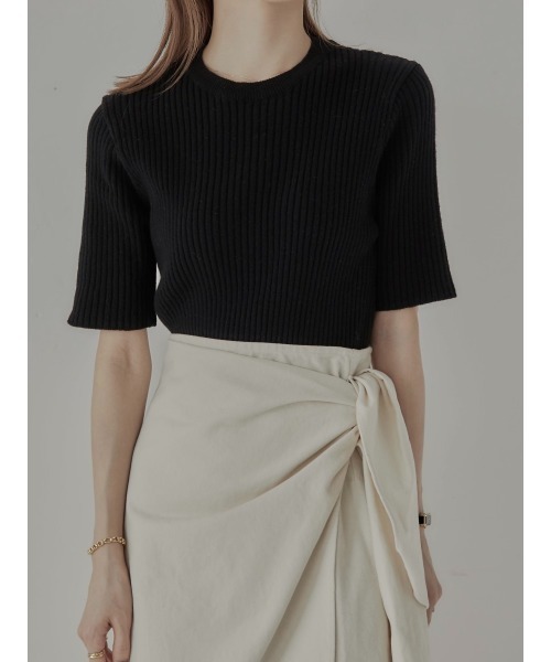 amel（エイメル）の「ハーフスリーブニット（ニット/セーター・レディース・ブラック・FREE）」の2枚目の写真