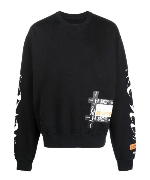 HERON PRESTON(ヘロンプレストン)の「【HERON PRESTON】CREWNECK HP BRUSH(スウェット・メンズ・ブラック×ホワイト・L)」の1枚目の写真