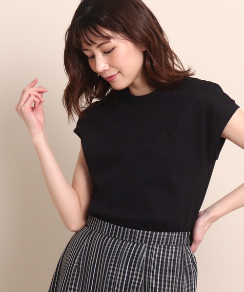 COUP DE CHANCE(クードシャンス)の「【洗える/日本製】オリジナルロゴ刺繍入り フレンチスリーブカットソー(Tシャツ/カットソー・レディース・ホワイト/ブラック/ベージュ・40/38/36/34)」の2枚目の写真