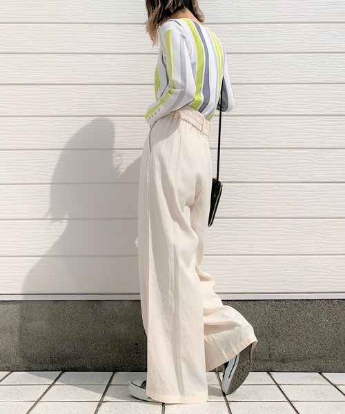 Q(キュー)の「レーヨンスラブワイドパンツ(その他パンツ・レディース・ブラック/アイボリー/マスタード/ブルー・MEDIUM)」の14枚目の写真