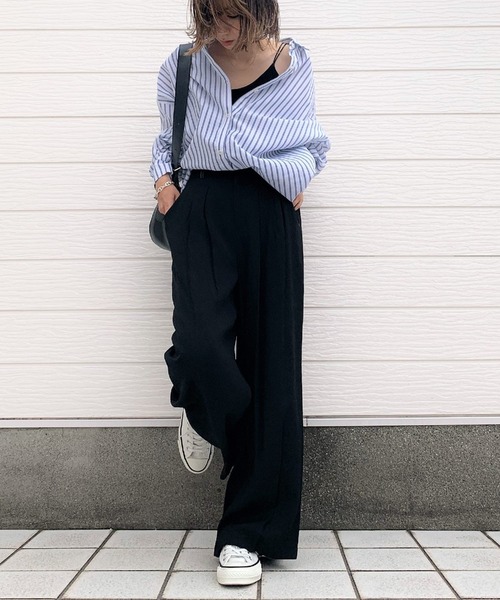 Q(キュー)の「レーヨンスラブワイドパンツ(その他パンツ・レディース・ブラック/アイボリー/マスタード/ブルー・MEDIUM)」の7枚目の写真