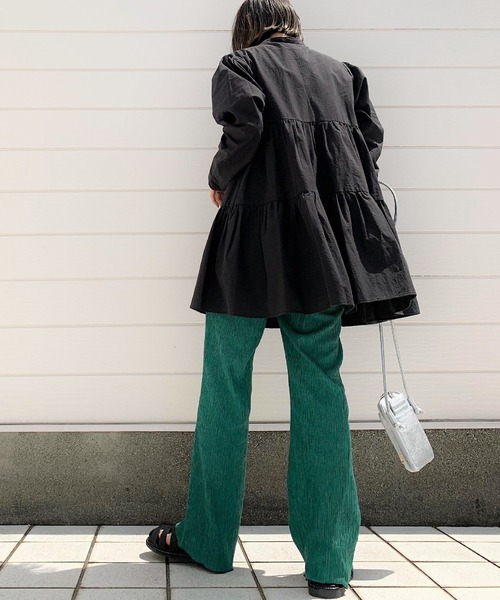 Q(キュー)の「プリーツリブパンツ(その他パンツ・レディース・グリーン/テラコッタ・MEDIUM)」の4枚目の写真