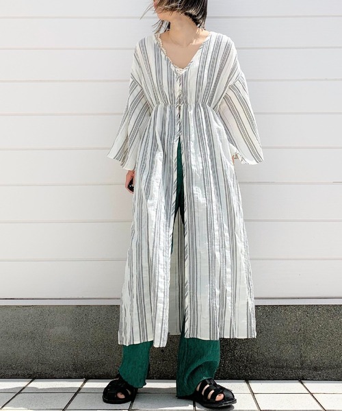 Q(キュー)の「プリーツリブパンツ(その他パンツ・レディース・グリーン/テラコッタ・MEDIUM)」の7枚目の写真