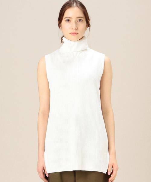 BEAUTY&YOUTH UNITED ARROWS（ビューティーアンドユースユナイテッドアローズ）の「BY 5Gコットン畦タートルニットベスト ◆（ベスト・レディース・ホワイト/ネイビー・フリー）」の3枚目の写真