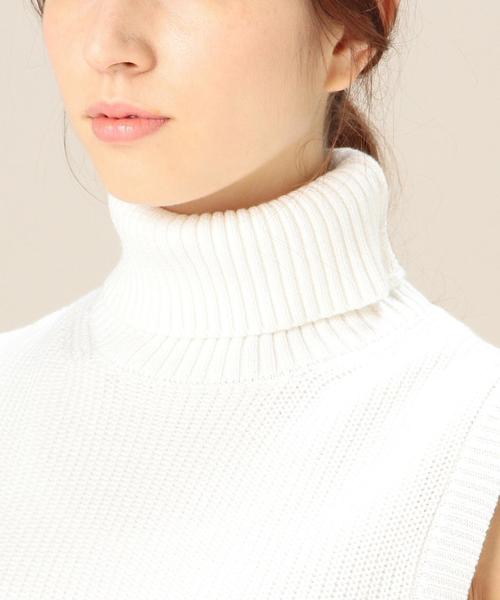 BEAUTY&YOUTH UNITED ARROWS（ビューティーアンドユースユナイテッドアローズ）の「BY 5Gコットン畦タートルニットベスト ◆（ベスト・レディース・ホワイト/ネイビー・フリー）」の6枚目の写真