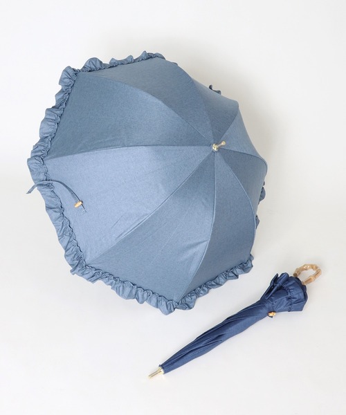 Cepica（セピカ）の「【pink trick / ピンクトリック】完全遮光フリルデニム風長傘(晴雨兼用)（長傘・レディース・ネイビー/ブルー・FREE）」の6枚目の写真