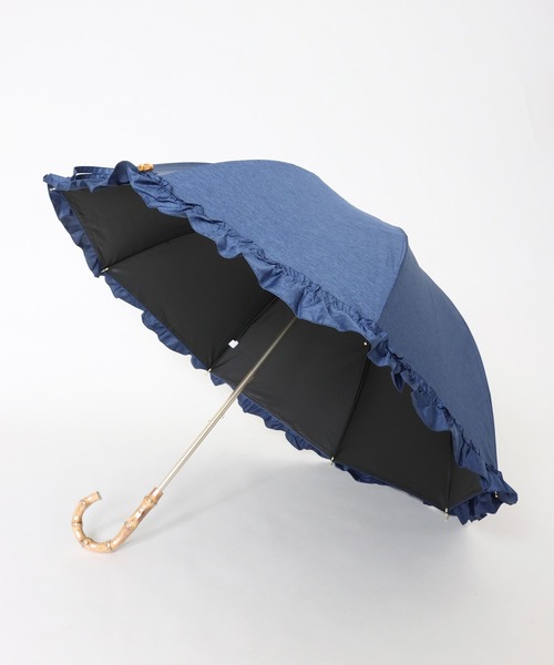 Cepica（セピカ）の「【pink trick / ピンクトリック】完全遮光フリルデニム風長傘(晴雨兼用)（長傘・レディース・ネイビー/ブルー・FREE）」の5枚目の写真