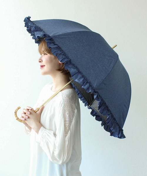 Cepica（セピカ）の「【pink trick / ピンクトリック】完全遮光フリルデニム風長傘(晴雨兼用)（長傘・レディース・ネイビー/ブルー・FREE）」の20枚目の写真