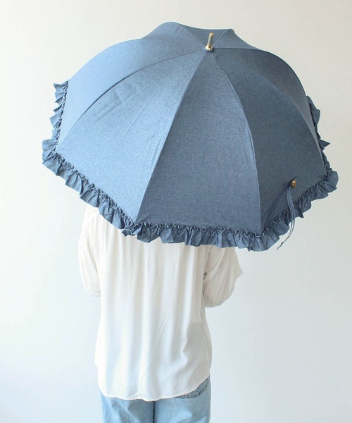 Cepica（セピカ）の「【pink trick / ピンクトリック】完全遮光フリルデニム風長傘(晴雨兼用)（長傘・レディース・ネイビー/ブルー・FREE）」の19枚目の写真