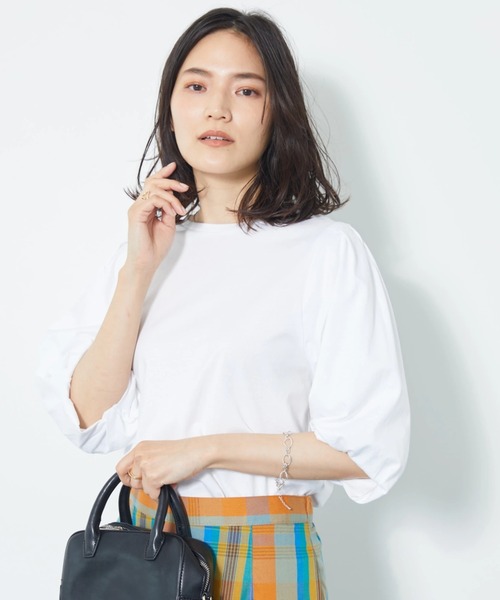 AMERICAN HOLIC（アメリカンホリック）の「袖コンシャスカットプルオーバー（Tシャツ/カットソー・レディース・ブラック/オフホワイト/ピンク・L/M）」の2枚目の写真