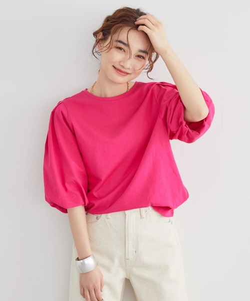 AMERICAN HOLIC（アメリカンホリック）の「袖コンシャスカットプルオーバー（Tシャツ/カットソー・レディース・ブラック/オフホワイト/ピンク・L/M）」の3枚目の写真