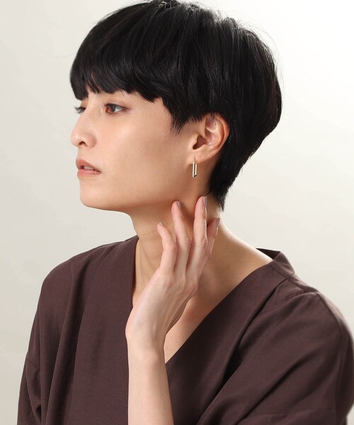 COCOSHNIK（ココシュニック）の「K10中空スクエア フープピアス（ピアス（両耳用）・レディース・ホワイト系その他7・00）」の3枚目の写真