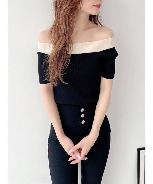 RESEXXY（リゼクシー）の「オフショルニットトップス（ニット/セーター・レディース・ホワイト/ブラック/その他/その他1・FREE）」の4枚目の写真