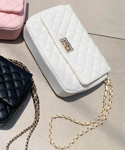 INGNI(イング)の「キルティングショルダーBAG/A(トートバッグ・レディース・オフホワイト/ブラック/ピンク・ONE SIZE)」の2枚目の写真