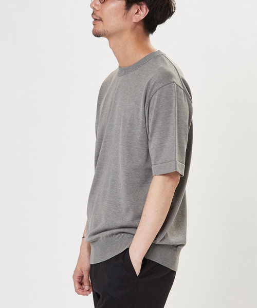 EDIFICE(エディフィス)の「ウォッシャブル サマーニット Tシャツ(ニット/セーター・メンズ・ネイビー/グレー/グリーン/マスタード/その他4/その他6・MEDIUM/LARGE)」の2枚目の写真