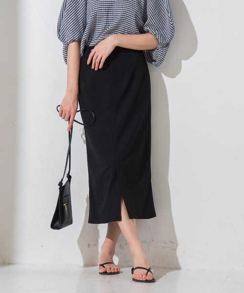 socolla(ソコラ)の「【socolla】ウエストダーツストレッチジョーゼットスカート(スカート・レディース・ブラック/パープル/グレー/オフホワイト・S/M)」の2枚目の写真