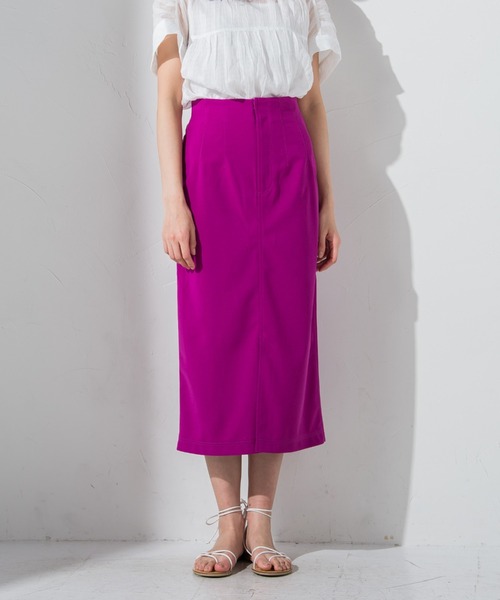 socolla(ソコラ)の「【socolla】ウエストダーツストレッチジョーゼットスカート(スカート・レディース・ブラック/パープル/グレー/オフホワイト・S/M)」の20枚目の写真