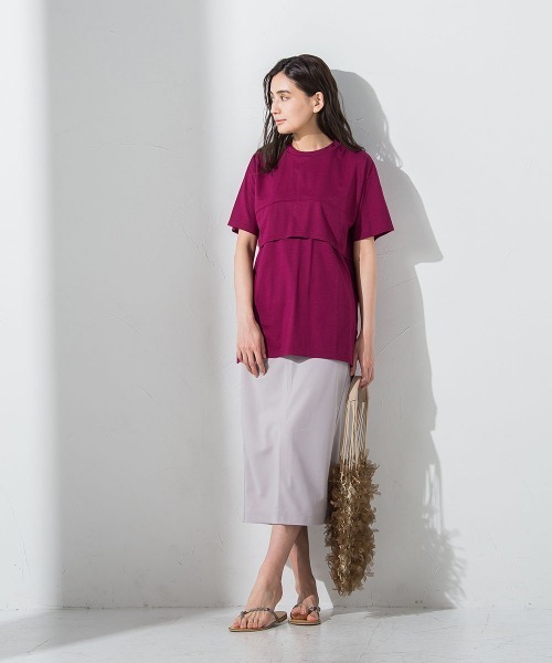 socolla(ソコラ)の「【socolla】ウエストダーツストレッチジョーゼットスカート(スカート・レディース・ブラック/パープル/グレー/オフホワイト・S/M)」の6枚目の写真