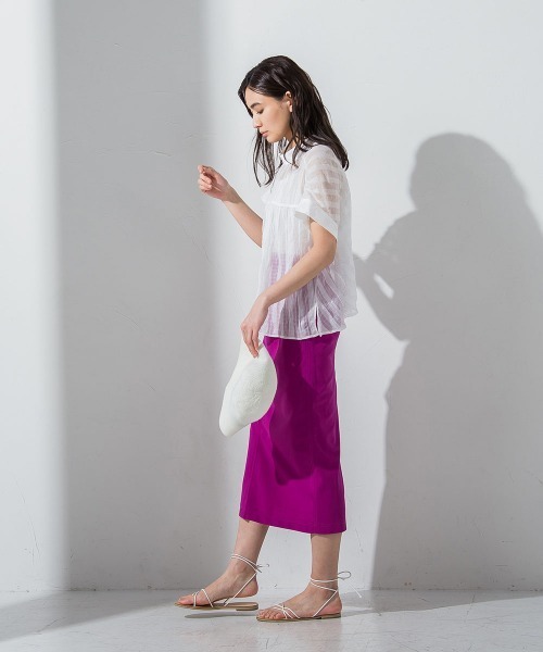 socolla(ソコラ)の「【socolla】ウエストダーツストレッチジョーゼットスカート(スカート・レディース・ブラック/パープル/グレー/オフホワイト・S/M)」の15枚目の写真