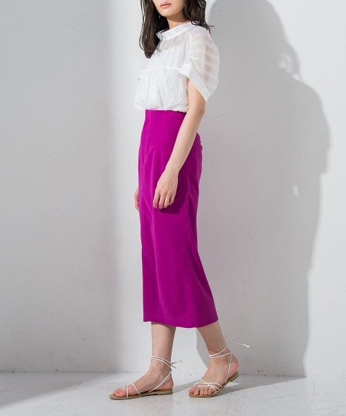 socolla(ソコラ)の「【socolla】ウエストダーツストレッチジョーゼットスカート(スカート・レディース・ブラック/パープル/グレー/オフホワイト・S/M)」の17枚目の写真