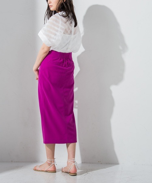 socolla(ソコラ)の「【socolla】ウエストダーツストレッチジョーゼットスカート(スカート・レディース・ブラック/パープル/グレー/オフホワイト・S/M)」の18枚目の写真