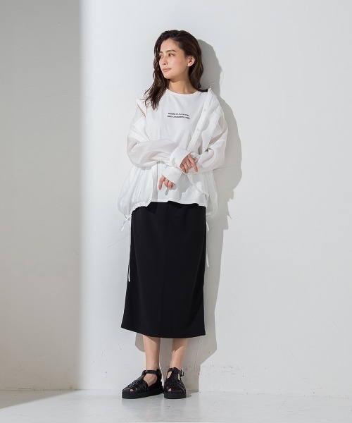 socolla(ソコラ)の「【socolla】ウエストダーツストレッチジョーゼットスカート(スカート・レディース・ブラック/パープル/グレー/オフホワイト・S/M)」の19枚目の写真