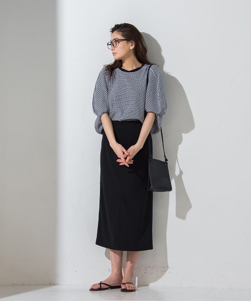 socolla(ソコラ)の「【socolla】ウエストダーツストレッチジョーゼットスカート(スカート・レディース・ブラック/パープル/グレー/オフホワイト・S/M)」の22枚目の写真