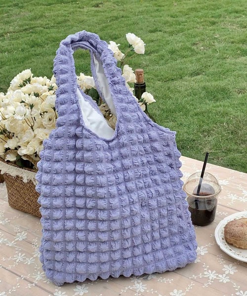 CORNERS（コーナーズ）の「ポップコーンマルシェバック（ショルダーバッグ・レディース・ブラック/アイボリー/パープル/ミント/イエロー/サックスブルー/ピンク・FREE）」の5枚目の写真