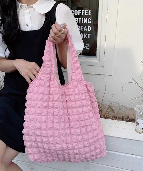 CORNERS（コーナーズ）の「ポップコーンマルシェバック（ショルダーバッグ・レディース・ブラック/アイボリー/パープル/ミント/イエロー/サックスブルー/ピンク・FREE）」の7枚目の写真