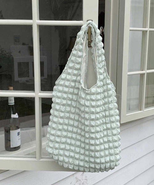 CORNERS（コーナーズ）の「ポップコーンマルシェバック（ショルダーバッグ・レディース・ブラック/アイボリー/パープル/ミント/イエロー/サックスブルー/ピンク・FREE）」の4枚目の写真